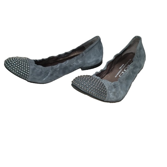AGL Attilio Giusti Leombruni Womens Gray Shimmer Studded Ballet Flats Sz 8.5 Y2K - Picture 1 of 9